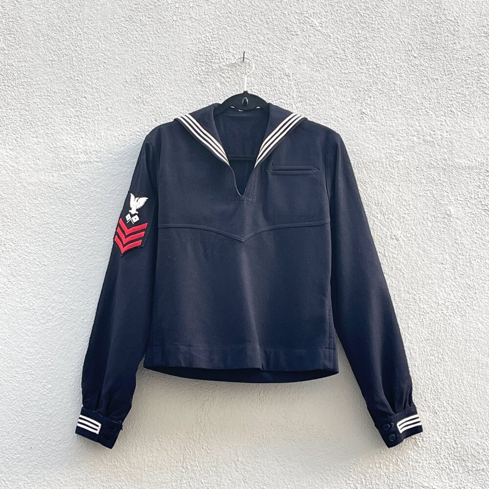 Vintage 40s WWII Era Men's US Navy Wool Crackerjack Sailor Uniform Jumper 40"